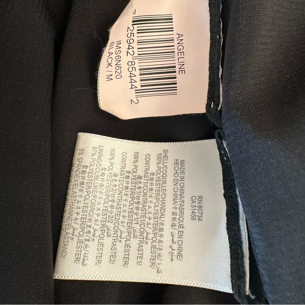 BCBGMaxAzria Elegant Black Ruffled Cocktail Dress with Lace, Sleeveless, Size M - Picture 12 of 12